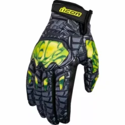 Icon Hooligan Outbreak Mens Motorcycle Green Gloves