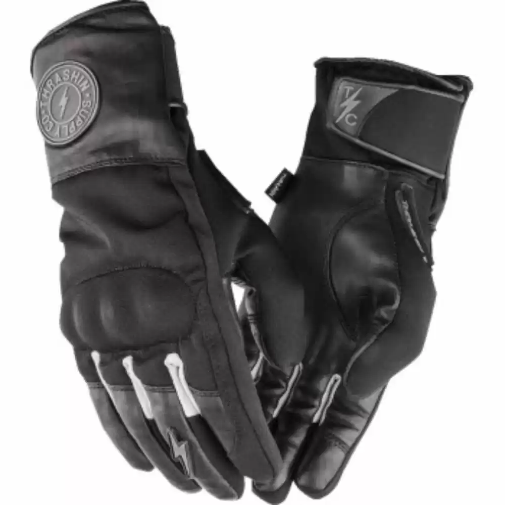 Thrashin Supply Co Mission Waterproof Mens Motorcycle Black Gloves